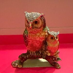 Crystal Owl Figurine - Brown and Gold